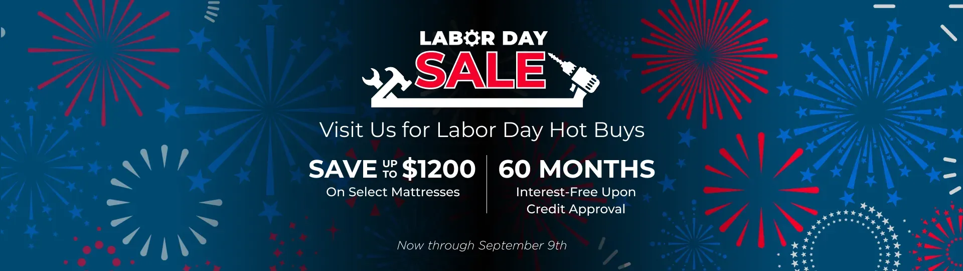 Labor Day Sale Visit Us Banner